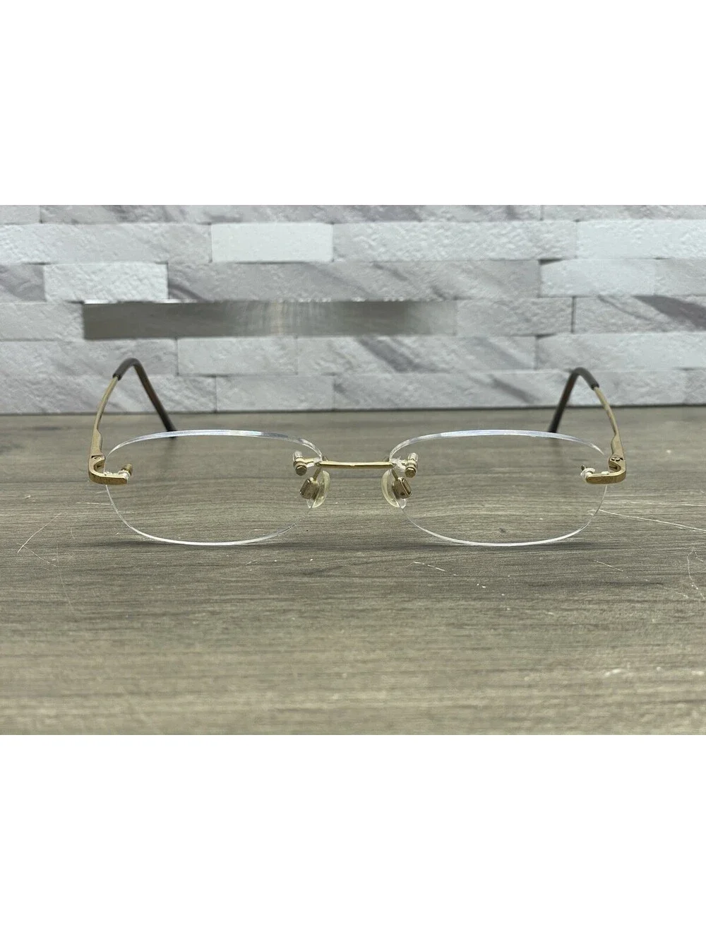 Chanel Eyeglasses Frames 2095 c.125 Yellow Gold Rimless Rectangle 51-16-135 READ